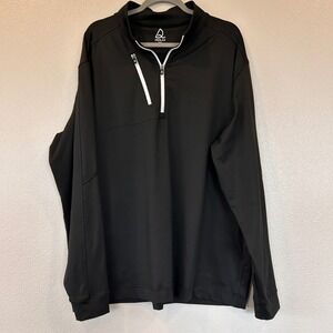 Deolax Mens XXL Quarter Zip Pullover Black Athletic Golf Performance Long Sleeve
